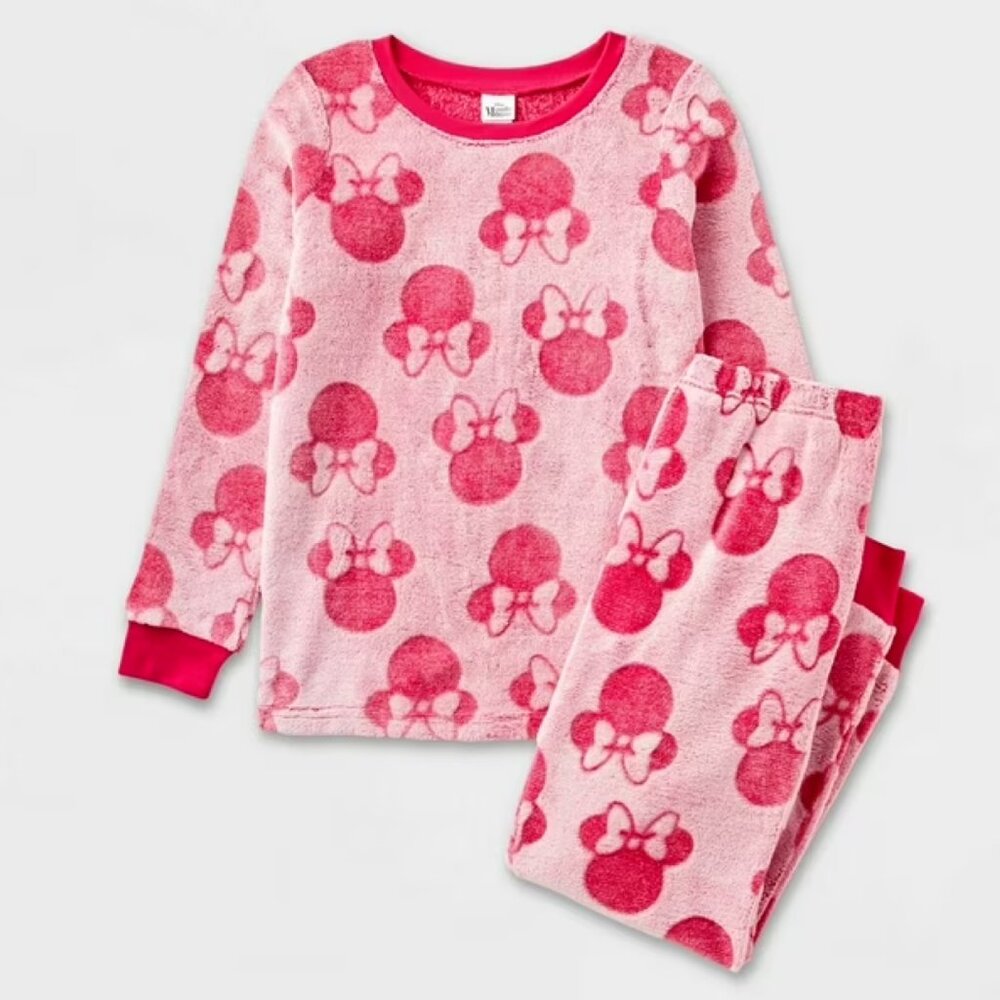 Girls Disney Minnie Mouse 2pc Cozy PJ Pajama Set - Pink M